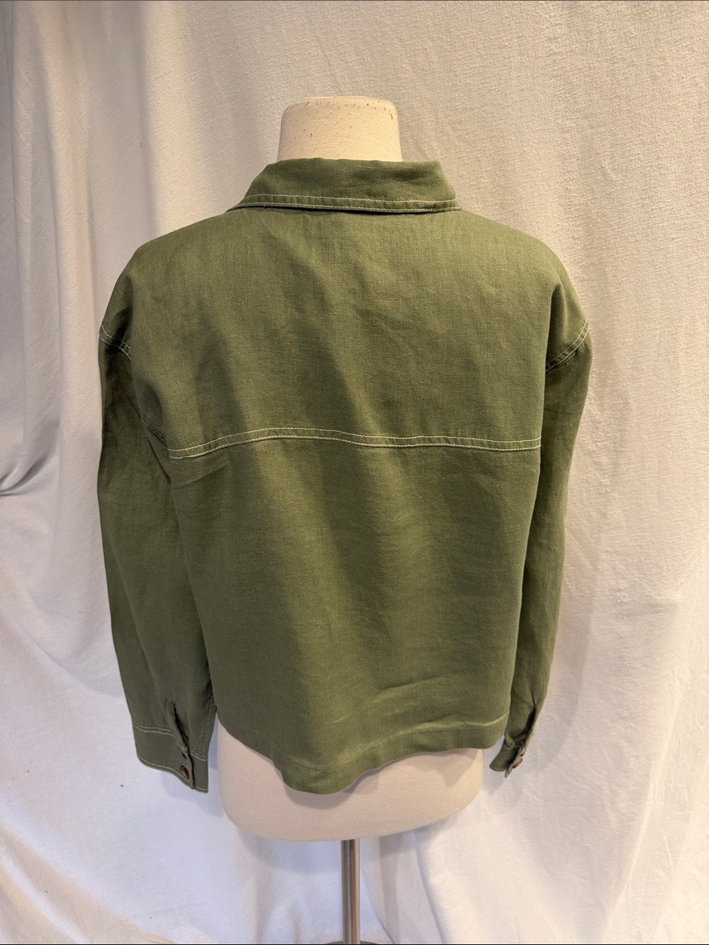 Rachel Zoe linen Utility Jacket with Contrast Stitching - Picture 2 of 4